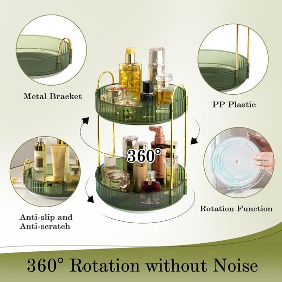 Women's Rotating Makeup Organizer, 360° Spinning Makeup Storage Holder - Picture 2 of 6